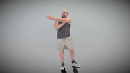 Bald man working out 433 style, archviz, scanning, people, pose, photorealistic, shorts, sports, fitness, gym, torso, exercise, smile, running, t-shirt, quality, realism, workout, handsome, sales, malecharacter, bald, peoplescan, tracksuit, male-human, jogging, sportswear, stretching, torsomale, realitycapture, photogrammetry, lowpoly, scan, man, male, sport, highpoly, scanpeople, deep3dstudio