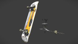 Skateboard wheel, wheels, high, skateboard, skate, skateboarding, trucks, parts, bearing, sport, highpoly