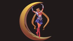 sailor moon moon, figure, sailor, sailormoon, usagi, magicalgirl, girl, 3d, anime, noai