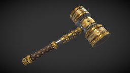 Fantasy Hammer 01 warhammer, lod, hammer, dwarf, medieval, unreal, gnome, melee, cry, don, falcone, donfalcone, unity, blender, pbr, blender3d, axe, sword, fantasy, war