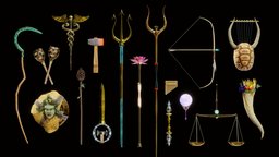 Greek Gods Relics Pack for Games greek, ancient, roman, magical, gods, goddesses, relics, gameasset