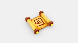 Cartoon Scroll symbol, drawing, adventure, danger, treasure, rune, map, scroll, guide, lowpolymodel, confidential