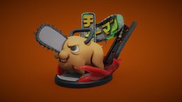 Pochita fanart, cute, 3dart, manga, character, anime, chainsaw-man, pochita