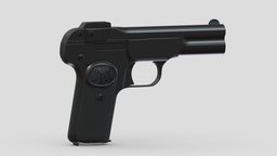 FN M1900 High-poly rifle, grenade, assault, high, soldier, revolver, army, handgun, carbine, generic, semi, long, submachine, defense, equipment, firearm, vr, bullpup, ar, firearms, automatic, machine, battle, pistol, sniper, launcher, personal, semi-automatic, weapon, asset, game, 3d, low, poly, military, shotgun, gun, gear, war, "light", "multiple-barrel"