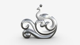 Modern Peacock Ceramic Figurine silver toy, figure, silver, figurine, peacock, souvenir, decor, metal, statue, plated, symbolic, 3d, art, pbr, design, decoration, abstract, sculpture
