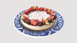 Fruit Cream Cake food, fruit, cake, dish