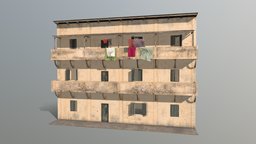 Old Building cloth, hanging, old, yellow, oldhouse, oldbuilding, house, building, noai