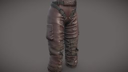 Female Apocalyptic Grunge Urban Cargo Pants mechanic, steampunk, leather, apocalyptic, fashion, urban, girls, clothes, pilot, pants, brown, cargo, womens, wear, trousers, pbr, sci-fi, female, fantasy