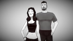 IVAN&SONIA cartoony, stylised, minimalistic, outlines, handpainted, blender, lowpoly, blender3d