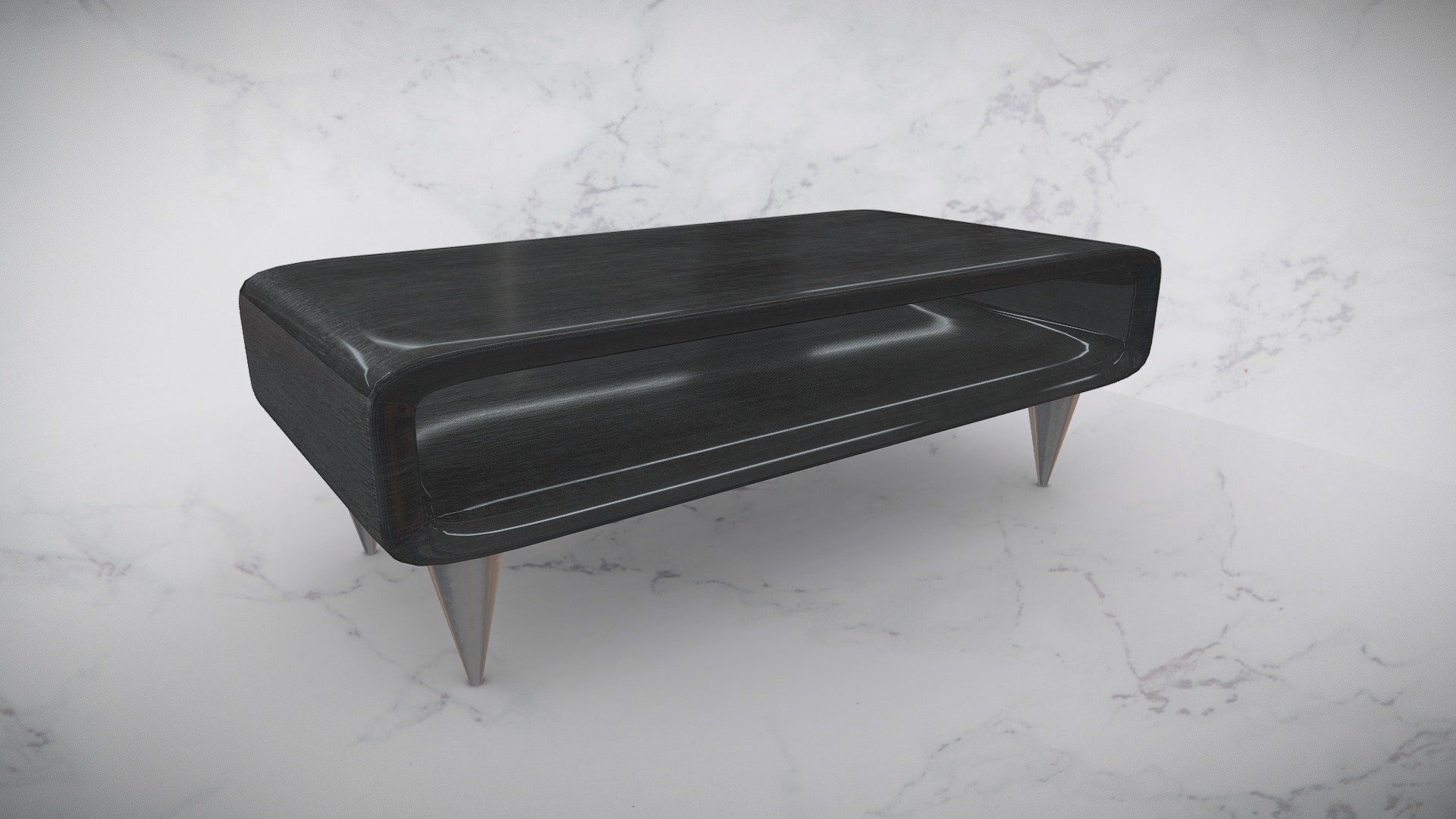 Inspired by the shapes used in a famous futuristic cartoon from the 70s, I modeled this retro-futuristic coffee or end table piece 3d model