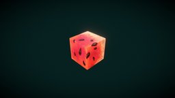 Watermelon Cube fruit, cute, b3d, watermelon, handpainted, gameart, stylized, material