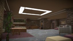 Fallingwater Interior by Frank Lloyd Wright modern, pennsylvania, architect, fallingwater, modernism, fallingwater-of-frank-lloyd-wright, kaufmann, sketchup, architecture, frank_lloyd_wright