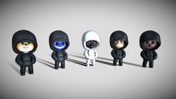 Hooded Gang monkey, owl, bear, cat, dog, animals, ape, nature, shiba, cartoon, blender, animal