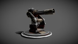 Automatic machine gun turret post-apocalyptic, minigun, heavy, turret, gatling, machinegun, automatic, heavy-weapons, gatlinggun, gun