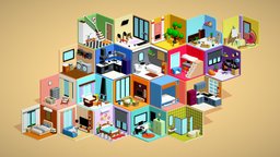 Low poly Interior Rooms office, computer, bathroom, sofa, beds, garden, bedroom, windows, cupboards, chairs, gym, ac, tables, balcony, terrace, lobby, mirrors, washroom, rooms, curtains, clocks, low-poly-model, showcases, washing-machine, tripods, kitchen-interior, carpets, tvs, gaming-setup, maya, staircase, blender, 3dmodel, interior, living-room-furniture, study-room, computer-room, washbasins, hearth-room, "baby-room", "main-hall"