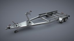 Boat Trailer modern, transportation, trailer, transport, vessel, carrier, rusted, ocean, dirt, old, tow, motorboat, skid, nautical, carry, speedboat, hauler, haul, pbr, low, poly, car, ship, sea, boat