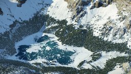 Mountain Lake Landscape forest, snow, cliff, worldmachine, background, mountains