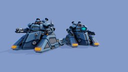 Space piercer: M.O.N.K.E tank monkey, mech, piercer, stylised, mecha, tank, hovertank, ennemy, weapon, character, cartoon, asset, game, sci-fi, stylized, gun, robot, space