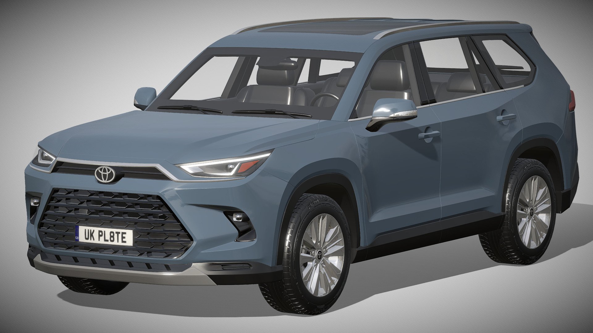 Toyota Grand Highlander 2024

https://www.toyota.com/grandhighlander/

Clean geometry Light weight model, yet completely detailed for HI-Res renders. Use for movies, Advertisements or games

Corona render and materials

All textures include in *.rar files

Lighting setup is not included in the file! - Toyota Grand Highlander 2024 - Buy Royalty Free 3D model by zifir3d 3d model