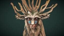 Forest Spirit fanart, spirit, deer, ghibli, mononoke, shinigami, ghibli-studio, bust, wood, ghibli-mononoke