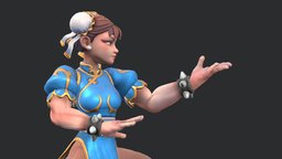 Chun-Li stylised, chun, li, chunli, idle, character, stylized, gameready, streetfigher