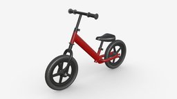 Children classic balance bike bike, wheel, bicycle, kid, fun, child, outside, outdoor, ride, activity, balance, childhood, 3d, pbr