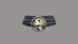 Female Gold Lion Emblem Collar Necklace leather, fashion, girls, pendant, clothes, emblem, collar, lion, womens, necklace, wear, pbr, female, black, gold