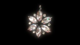 Snowflake Necklace jewellery, style, jewelry, fashion, pendant, accessories, silver, treasure, gem, diamond, gems, necklace, snowflake, gemstone, gemstones, freemodel, blender, blender3d, free, noai