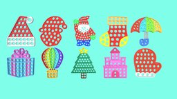 New year Christmas Pop it Fidget toys tree, hat, kid, toy, pop, santa, xmas, new, umbrella, christmas, gift, it, year, newyear, fidget, fidgettoy, plastic, popit, fidgettoys