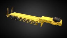 Low Bed Truck Trailer truck, bed, trailer, amonther, dominik, jakubczyk, blender, pbr, substance-painter, low, 3dmodel