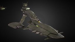 Zeon Musai Class Space light cruiser cruiser, spacecraft, warship, salamis, gund, substancepainter, substance, low-poly