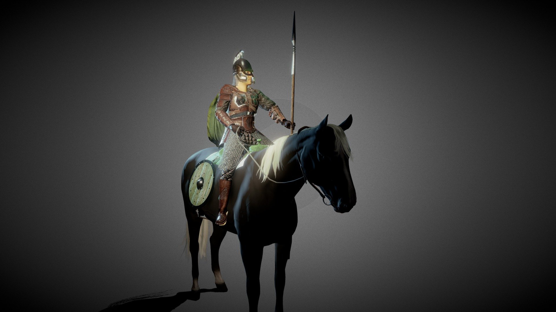 Game ready character! Rohan Rider, inspired by the LOTR saga, the leather armor was based in the existing pieces of craft, designed by the amazing Enric Pujol. You can check out his stuff in instagram.  @enric_pujol_art

I modeled, surfaced and rigged all the character, the horse was a basemesh just with some resurfacing. The saddle was provided by chi3dmodel, check out all his free 3D stuff. https://sketchfab.com/chi3dmodel

Hope you like it!! - Rohan Rider "Rohirrim" - Lord Of The Rings - 3D model by Joel Coxca (@Joel.B.Coxca) 3d model
