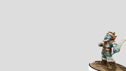 Ice Gremlin beard, belt, icicle, grin, wristbands, earings, 3df-zephyr, fur_topped_boots, pointy_ears, blue_skin