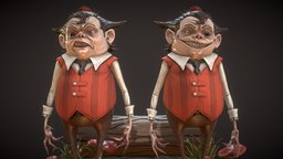 Tweedledum and Tweedledee tree, grass, mushroom, creepy, props, digitalsculpt, stylizedcharacter, pbr-game-ready, handpainted, pbr, gameart, gameasset, stylized, gameready, environment, tweedledee, tweedledum, noai