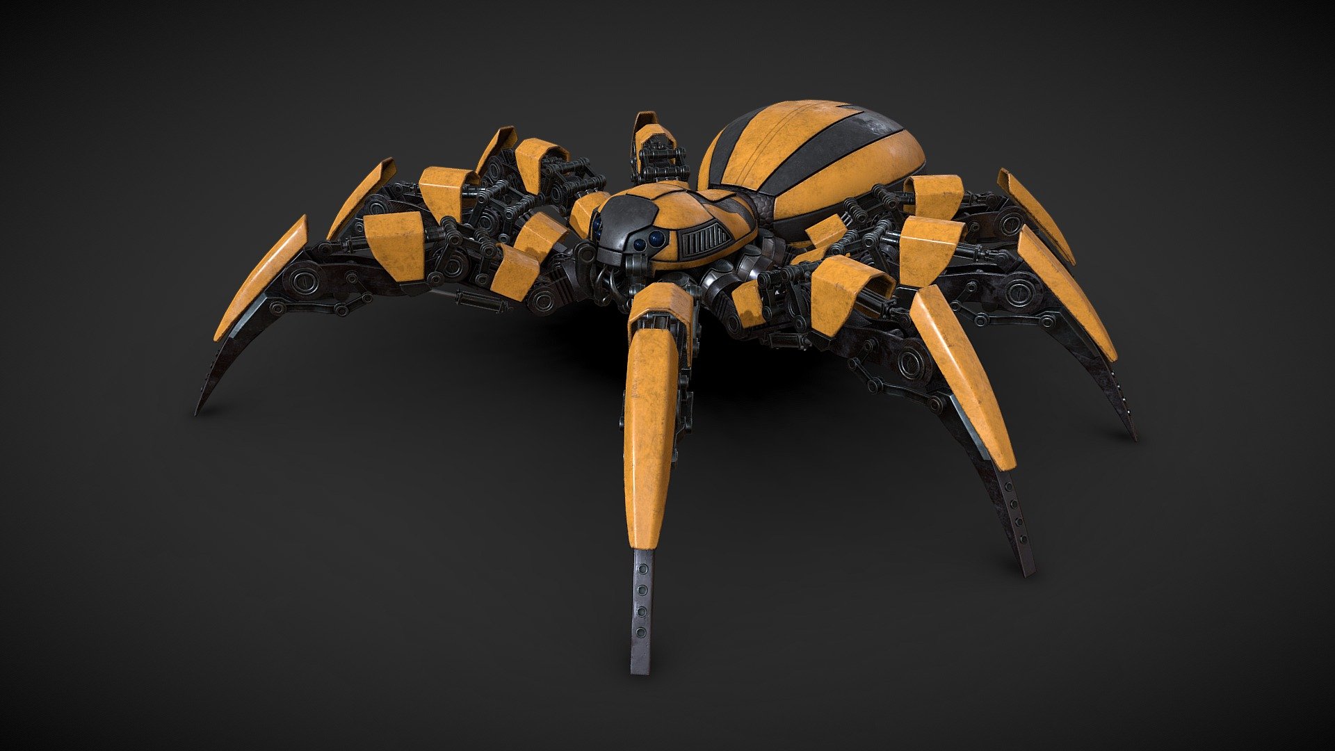 Native format model c4d also it has the format FBX, OBJ. 
The model has a different topology and realistic textures. The model is perfect for you for a variety of purposes.
The model can be easily animate. the model has joint
Poly: 67700
Point: 59885


                                 Materials and textures:




All materials include

All materials correctly named.

All textures included (.PNG format).

All textures correctly named. 

Textures resolution 2k and 4k

Textures can be easily repaint.

Textures parts are UV Mapped.

Texture Types - Each asset contains Normal , BaseColor,  Roughness, Metallic, AO
 - Spider Robot LowPoly - 3D model by Vladim007 3d model