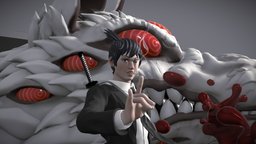 Aki Hayakawa. Chainsaw Man. Fan Art rigging, demon, 3dart, 3dcharacter, aki, weapon, modeling, texturing, animation, stylized, characterdesign, 3dmodel, sketchfab, anime, chainsawman