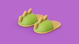 Dino Slipper shoe, cute, bed, toy, bedroom, fun, children, sleep, comfortable, child, flip, feet, foot, slide, sandals, fur, cold, cartoon, creature, animal, stylized, monster, fantasy, dinosaur, dino