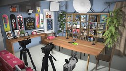 The Nine Club Set (podcast) scene, room, skateboard, skate, skateboarding, set, skatepark, remake, diorama, replica, game-ready, podcast, game-ready-model, low-poly, lowpoly, low, poly, the-nine-club, nine-club