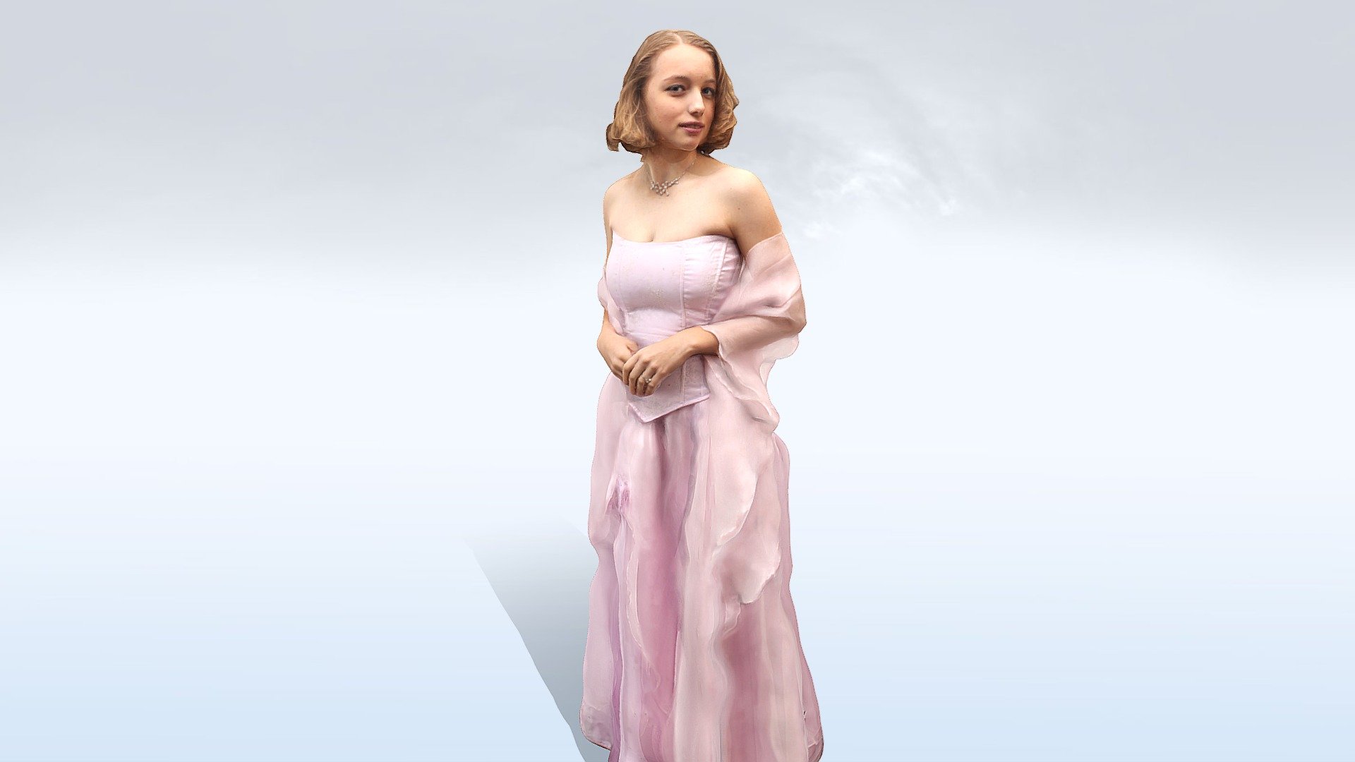 Girl in her Ballroom Dress, posing for a picture. Created and shot in our studio in Vienna, Kaisermühlen 3d model