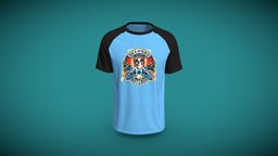 Rock Rider Printed Raglan Sleeve Tee cloth, comfortable, tee, obj, vr, ar, df, 3ddesign, clothdesign, clothmaking, teeobj, teefbx, teegltf