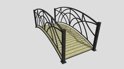 Bridge modern, wooden, river, coast, iron, forging, forged, simple, bridge