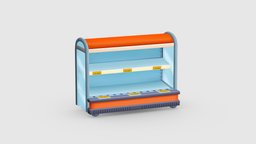 Cartoon freezer ice, electronics, store, display, market, showcase, supermarket, counter, cabinet, box, refrigerator, fridge, freezer, costco, lowpolymodel, handpainted, cartoon, container, freshness, refrigerate