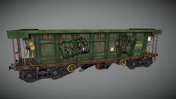 Railway carriage train, rail, railroad, oil, rust, prop, wagon, rusty, rusted, used, railway, graffiti, dirt, dirty, damaged, mechanism, props, realistic, cargo, old, tank, carriage, coal, realism, streetart, aged, shabby, battered, vagon, graffiti-art, injured, substance, asset, vehicle, art, gameart