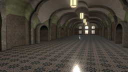 Gallery Hallway primitive, century, vr, gallery, museum, showroom, midevil, building, interior