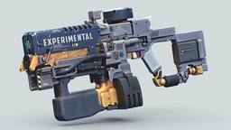 RTX-07 rifle, experimental, machinegun, fusion, futuristic-weapon, bulky, stylizedmodel, scifigun, bigweapon, scifimodels, scifi, laser, gun, noai