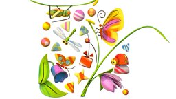 Cartoon 3D illustration Flowers Insect insect, field, flying, image, grass, toy, children, dragonfly, firefly, flowers, tulip, rig, butterfly, gift, leaf, herb, ladybug, picture, star, grasshopper, childs, illustration, bowtie, stem, coloring, meadow, multicolor, idle, idle-animation, butternut, childish, bellflower, insects-animals, shere, cartoon, 3d, fly, animated, rigged, "skin", "kids-toys", "bug_insect"