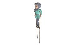 Tumbler On Stilts lowpoly character circus, entertainment, personage, stilts, acrobat, tumbler, medieval-circus, character, cartoon, art, lowpoly, person