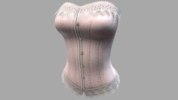 Female Lace Edge Trims Retro Corset trim, vintage, fashion, retro, girls, top, clothes, edge, pink, realistic, real, womens, lace, peach, wear, corset, pbr, low, poly, female