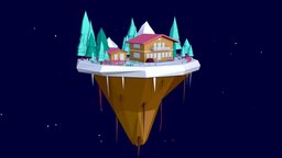 Lowpoly Mount House trees, scene, toon, cottage, winter, mount, set, snow, pack, mountain, island, nature, floating, cold, procedural, bundle, illustration, austrian, firtree, low-poly, cartoon, lowpoly, house, cinema4d, wood, building, c4d, simple