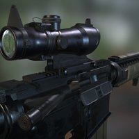 M4A1 with ACOG m4a1, weapon, 3dsmax, substance-painter
